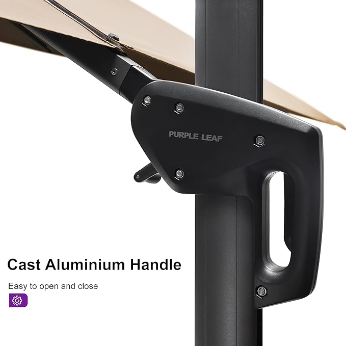 PURPLE LEAF 11.5' X 11.5' Telescopic Patio Umbrella Outdoor Cantilever Umbrella - Image 7