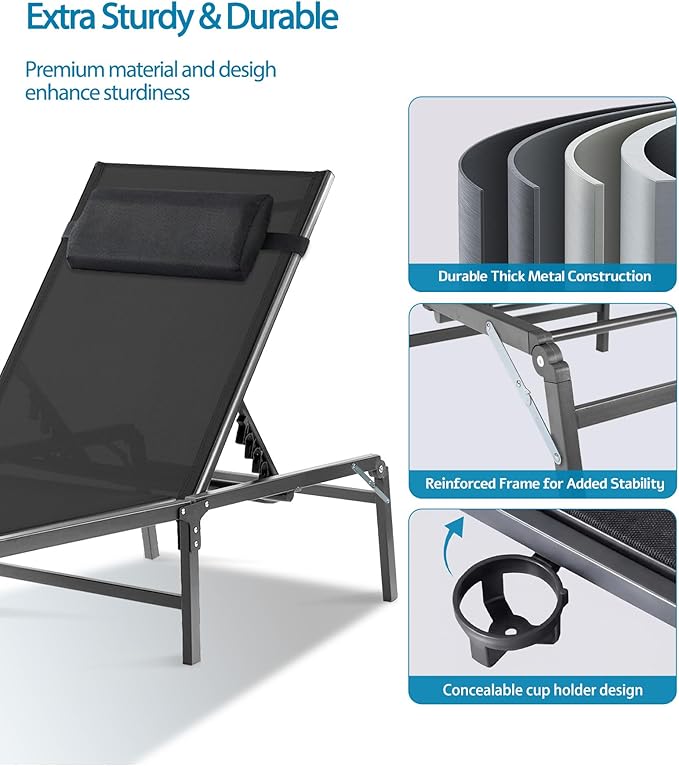 Foldable Chaise Lounge Chair - Image 6