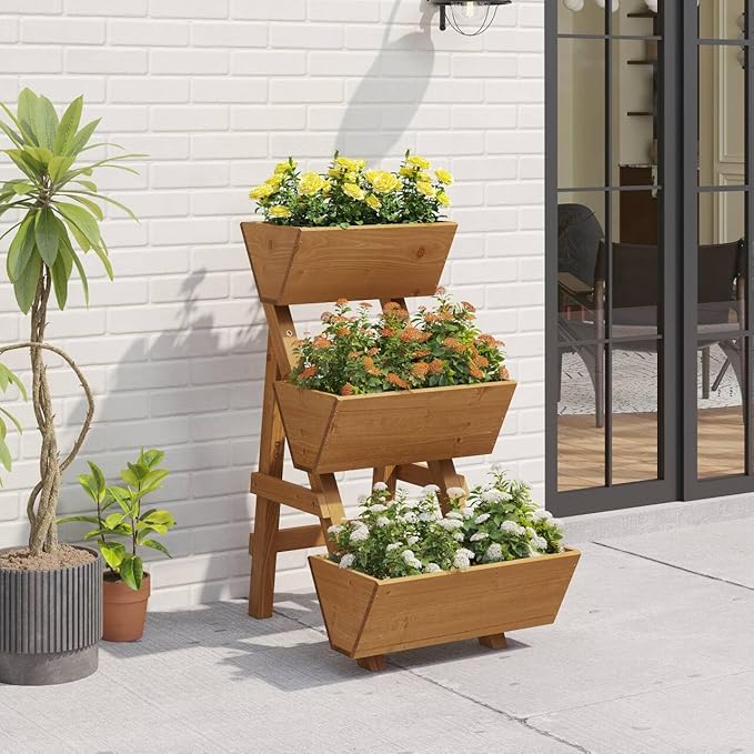 3-Tiers Wooden Raised Garden Bed Planter Box Flower Pots Vertical Garden - Image 6