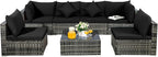 Tangkula 7 Pieces Patio Rattan Furniture Set, Patiojoy Outdoor Conversation Set - Image 9