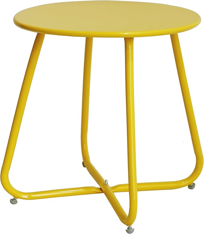 Elevon E-Coated Steel Side Table Weather Resistant Outdoor 17.5” Round End by ELEVON
