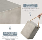 COSIEST Set of 2 Concrete Side Table, Rectangular Outdoor Side Table w Hemp - Image 5