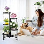 Plant Stand Indoor Outdoor 5 Tier Black Metal Plant Holder 31 in Tall 9 in Wide - Image 7