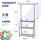Metal Plant Stand Indoor Outdoor, 3 Tier Tall Corner Plant Shelf, Hanging - Image 2