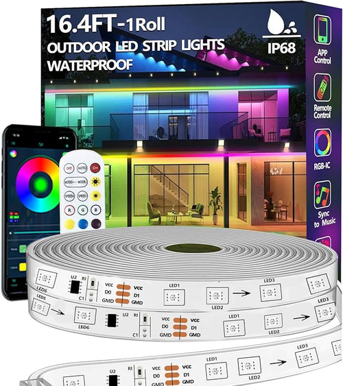16.4FT Outdoor LED Strip Light Waterproof, IP68 Outside RGB+IC Light Strip by httpsmp