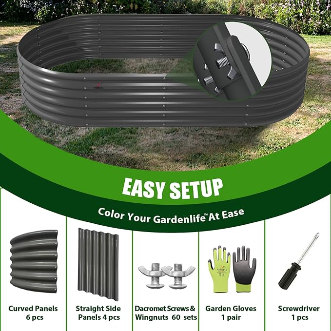 A ANLEOLIFE 8X4X1.5 ft Galvanized Raised Garden Beds Outdoor, Oval Large Metal - Image 7