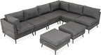 LAUSAINT HOME 8 Piece Outdoor Sectional Sofa PE Rattan Patio Conversation Sets - Image 9