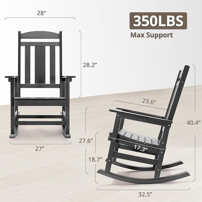 LUE BONA Outdoor Rocking Chairs Set of 4, Weather Resistant HDPS Poly Rocker - Image 2