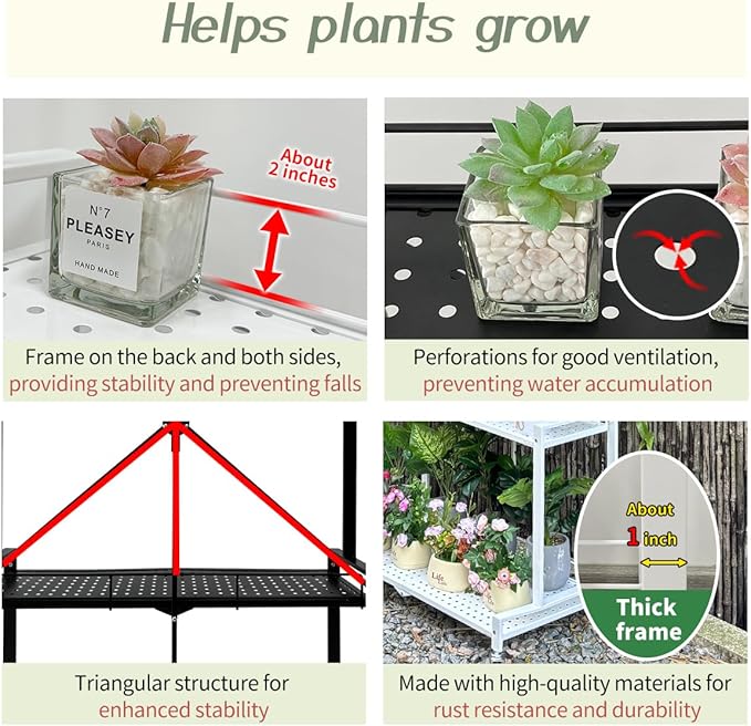 lumizone Foldable 4-Tier Plant Stand Indoor Outdoor Hanging Plant Shelf No - Image 3