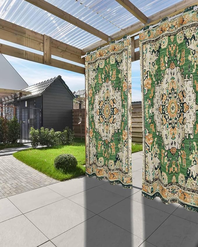 Ombre Green Boho Outdoor Curtains - Image 3