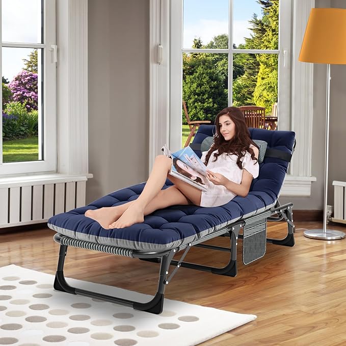 ABORON 2PK Heavy Duty Tanning Chair, 5-Gear Outdoor Folding Chaise Lounge Chair - Image 2
