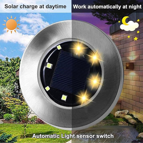 4.6 Inch Diameter Solar Ground Lights, Waterproof Solar Garden Lights, Outdoor - Image 2