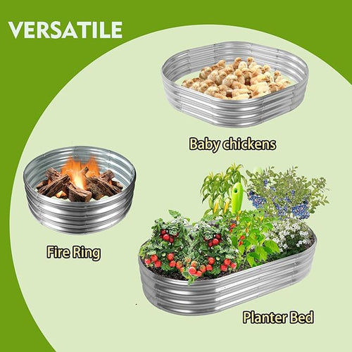 5X2.7X1 FT Oval Galvanized Metal Garden Raised Bed/Plant Box - Image 2
