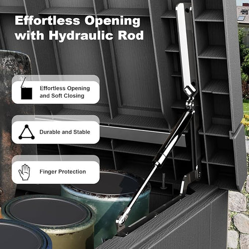 280 Gallon Resin Deck Box, Lockable Weatherproof Outdoor Storage Box - Image 2