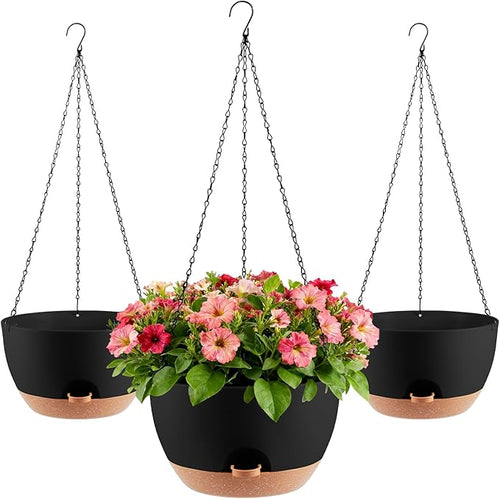 3-Piece Set of 10-Inch Hanging Planters by Unknown