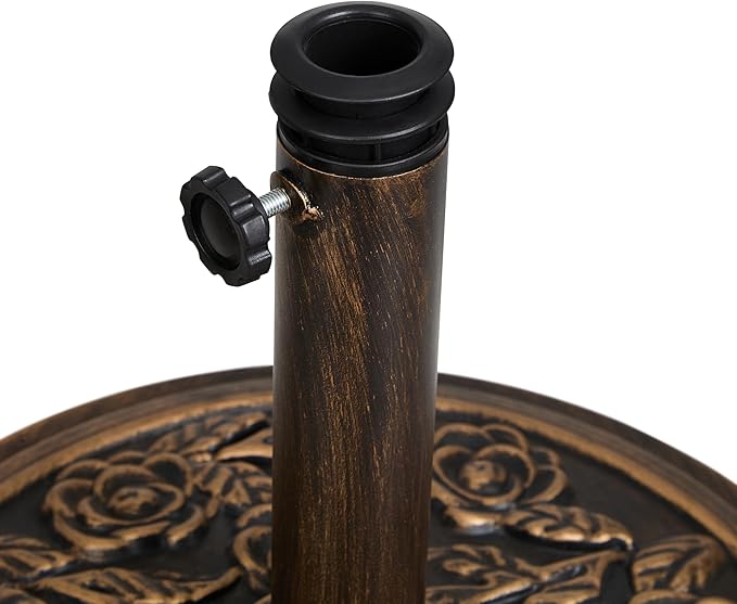 Backyard Expressions 20 lb Patio Umbrella Base Stand, Decorative Rose Medallion - Image 4
