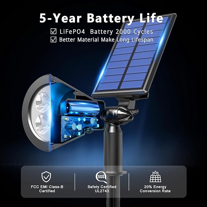 Solar Lights Outdoor Waterproof IP65, 6500K Super Bright LED, 2 Lighting Modes - Image 4