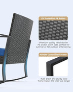 3 Piece Patio Bistro Set Patio Furniture Set Outdoor Wicker Rocking Furniture - Image 5