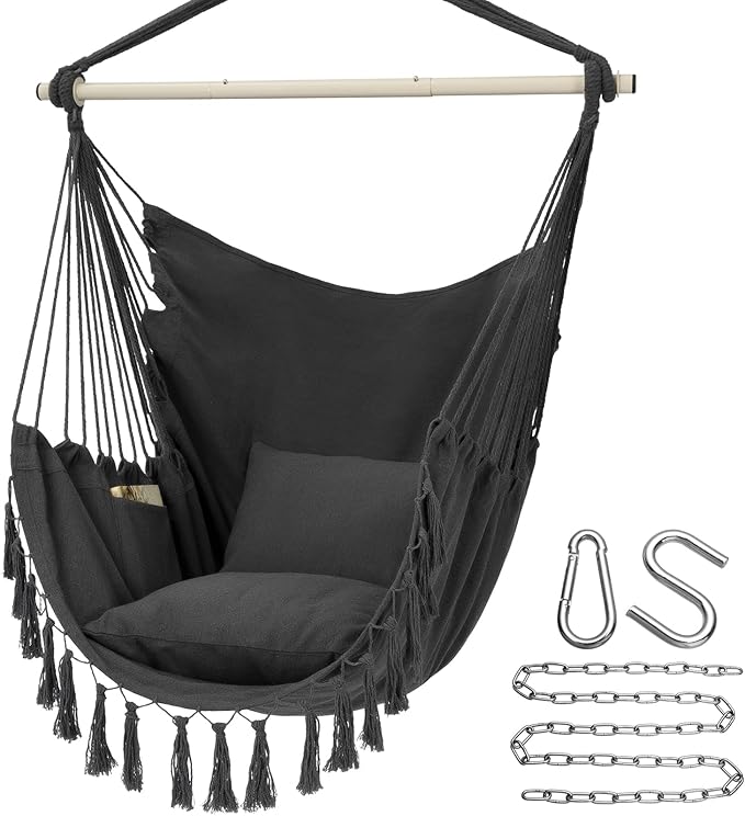 Y- STOP Hammock Chair Hanging Rope Swing, Max 500 Lbs, 2 Cushions Included by Y-STOP