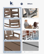 KINGYES HDPE Outdoor Rocking Chair Set of 2, Widened Seat Patio Rocking Chair - Image 6