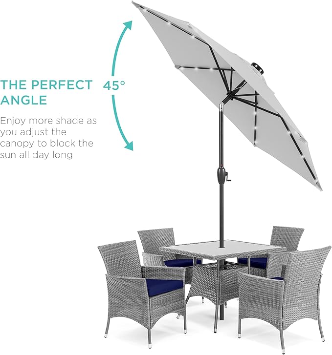 Best Choice Products 7.5ft Outdoor Solar Market Table Patio Umbrella - Image 2