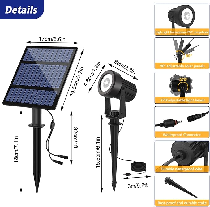 T-SUNUS RGB Solar Spot Lights Christmas Outdoor 6-in-1, Color Changing - Image 7