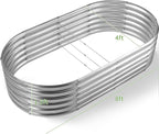 Land Guard Galvanized Metal Raised Garden Bed Kit, Oval Gardening Box, Patio - Image 2