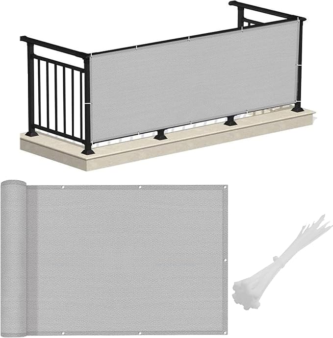 LOVE STORY 3'x10' Gray Balcony Screen Privacy Fence Cover UV Protection by LOVESTORY