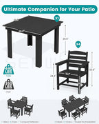 SERWALL Outdoor Dining Set for 4, HDPE Square Table and Chairs Set All Weather - Image 2