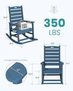 SERWALL Oversized Outdoor Rocking Chair, HDPE Patio Rocking Chair - Image 3