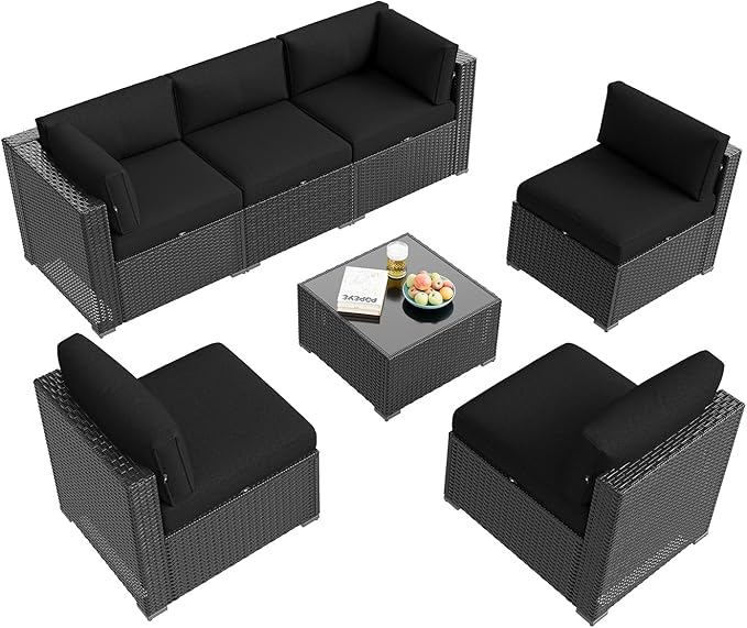Aoxun Patio Furniture Set, 7 Piece Outdoor Sectional Sofas - Image 9