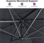 PURPLE LEAF 10 Feet Patio Umbrella Outdoor Cantilever Square Umbrella Aluminum - Image 3
