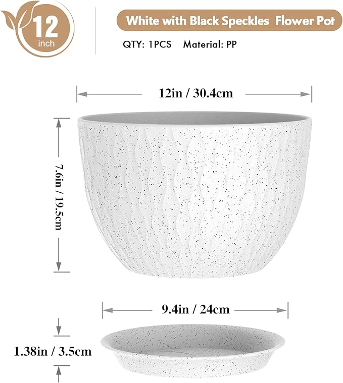 12 Inch Wide Water Ripples Flower Pots - Image 2