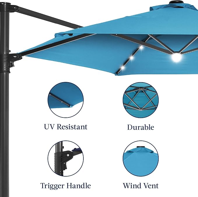 Best Choice Products 10ft Solar LED Offset Cantilever Hanging Market Patio - Image 8