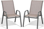 Patio Chairs Set of 2, Easily Set Up Stackable Outdoor Dining Chairs by Dovov