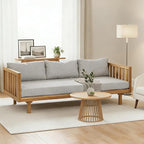 Merax Solid Acacia Wood Couch Chaise Lounge Chair Indoor, 3 Seater Daybed Sofa by Merax