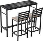 Outdoor Patio Bar Set 3 Piece, 2 Cushioned 41" Bar Stools, Metal Bar Table and by Unknown