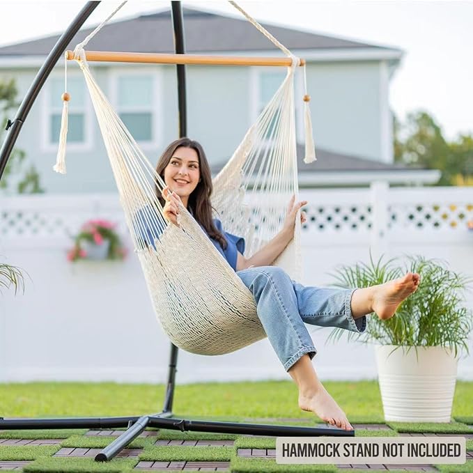 JoyView Hammock Chair with Spreader Bar Caribbean Hammock Swing Chair 300 LBS - Image 7