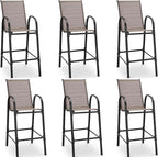 HOMREST Outdoor Bar Height Stools Set of 6, High Back Patio Chairs by HOMREST