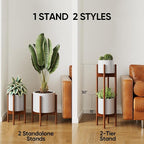MUDEELA 2 Pack Indoor Plant Stands, 2 Tier Tall Plant Stand 30 inches, Mid - Image 4