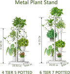 LINZINAR Plant Stand Indoor Outdoor Metal 4 Tier 5 Potted Multiple Flower Pot - Image 4