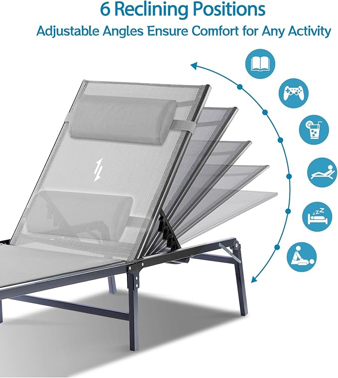 4 Pack Foldable Chaise Lounge Chair - Image 4