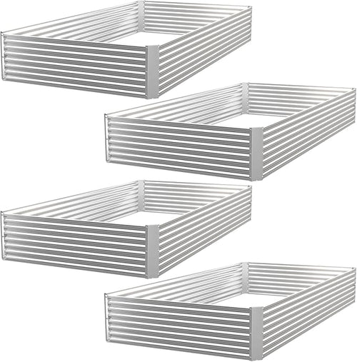 4 Pack Corrugated Galvanized Steel Raised Garden Bed Outdoor, Metal Above by CATMANOR