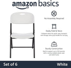 Amazon Basics Sturdy Foldable Plastic Chair, 350-Pound Capacity - Image 4