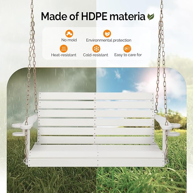 VINGLI Heavy Duty 1600 LBS HDPE Porch Swing Outdoor - Image 7