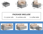 Shintenchi 7 Pieces Outdoor Patio Sectional Sofa Couch - Image 3