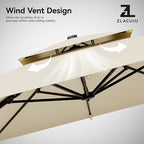 9x12FT Beige Cantilever Outdoor Patio Umbrella - Image 7