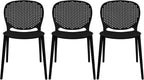 2xhome Set of 3 Patio Dining Chairs | Modern Stackable Outdoor Pool Side Chair by 2xhome