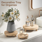 3 Pcs Wood Plant Stand Indoor Outdoor, Round Wood Riser - Image 6