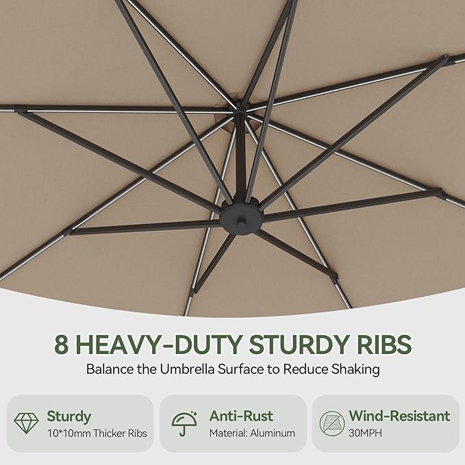 Aoxun 11 FT Cantilever Umbrella - Image 7